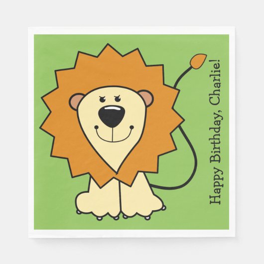 Lionillustratie aangepast tekstpapier servetten (Voorkant)