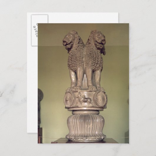 Lionkapitaal van de pijler van keizer Ashoka Briefkaart (Voorkant / Achterkant)