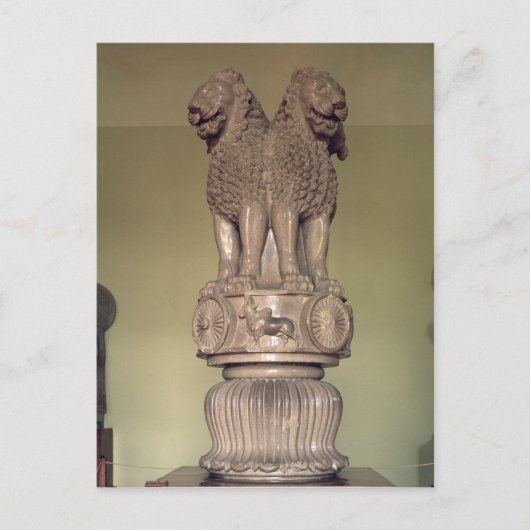Lionkapitaal van de pijler van keizer Ashoka Briefkaart (Voorkant)