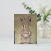 Lionkapitaal van de pijler van keizer Ashoka Briefkaart (Staand voorkant)