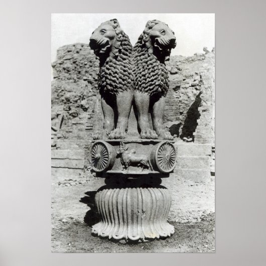 Lionkapitaal van de pijler van keizer Ashoka Poster (Voorkant)