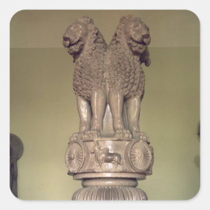 Lionkapitaal van de pijler van keizer Ashoka Vierkante Sticker
