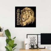 Lionkop Sterkte motivatie afdruk poster (Thuiskantoor)