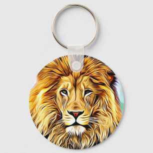 Lionkopdigitale schilderkunst sleutelhanger
