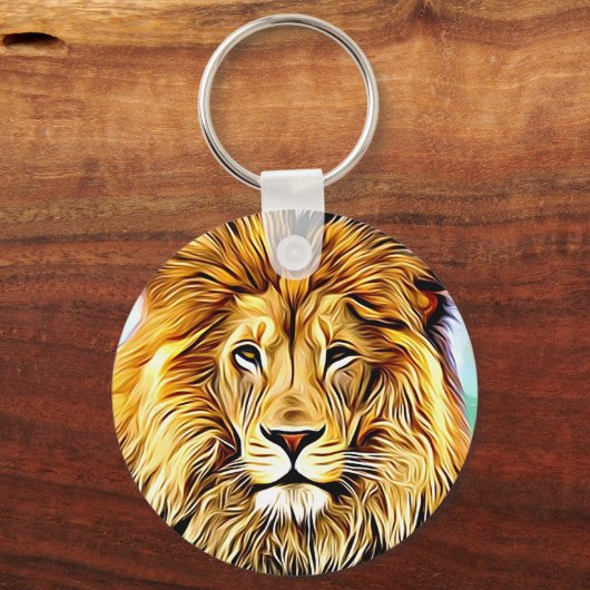 Lionkopdigitale schilderkunst sleutelhanger (Voorkant)