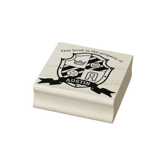 Lionkrest letter A kinder bibliotheeknaam rubberst Rubberstempel (Stempel)