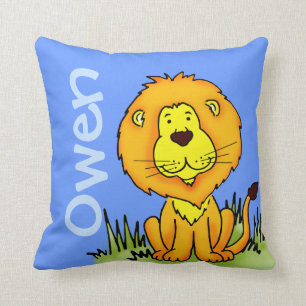 Lionnaam en geboorte pasgeboren blauwe vierkantsku kussen