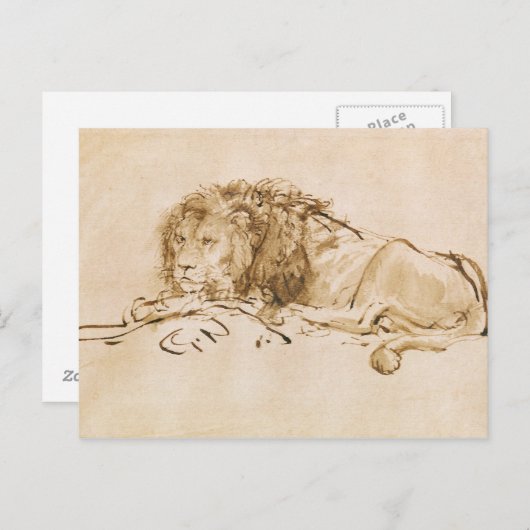 Lionrust (pen en inkt op papier) briefkaart (Voorkant / Achterkant)