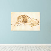 Lionrust (pen en inkt op papier) canvas afdruk (Insitu (Houten vloer))