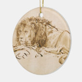 Lionrust (pen en inkt op papier) keramisch ornament (Links)