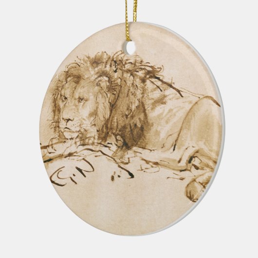 Lionrust (pen en inkt op papier) keramisch ornament (Links)