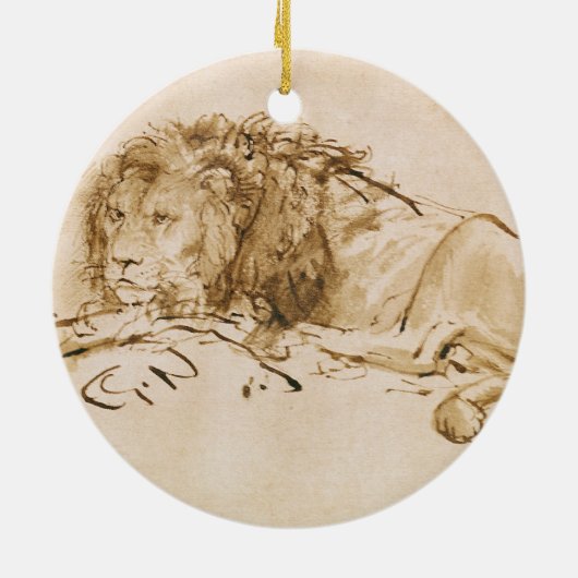 Lionrust (pen en inkt op papier) keramisch ornament (Achterkant)