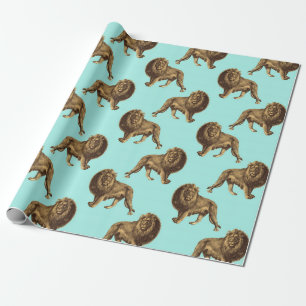Lions Blue en Golden Cadeaupapier