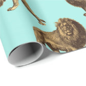 Lions Blue en Golden Cadeaupapier (Rol Hoek)