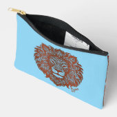 Lions Boho Cutout Faux Leather Accessoire Pouch Etui (Open)