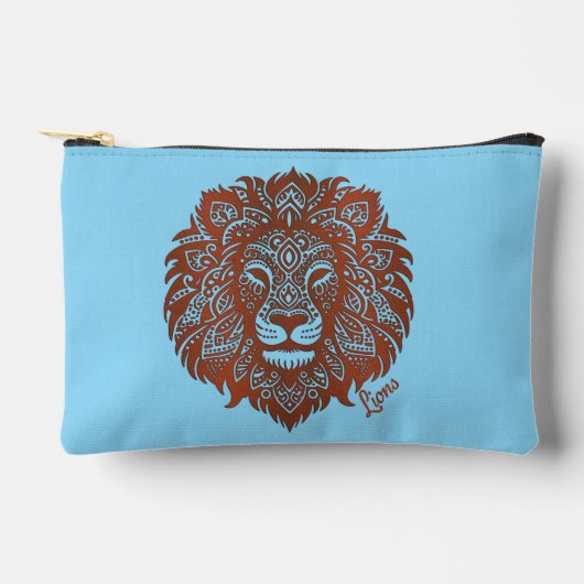 Lions Boho Cutout Faux Leather Accessoire Pouch Etui (Voorkant)