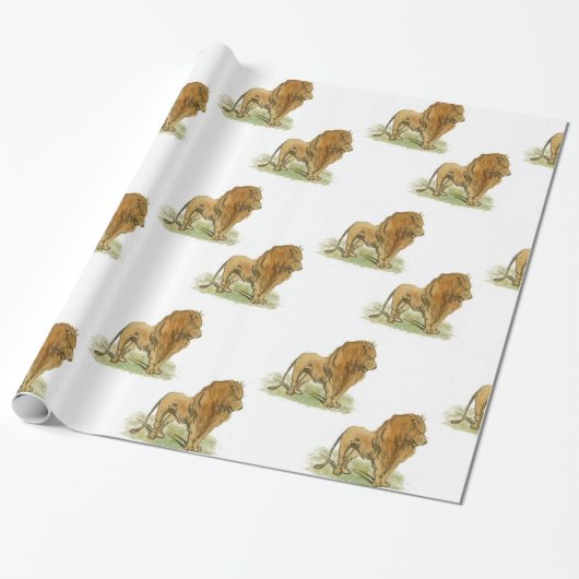 Lions Cadeauverpakking Medium Afdrukken Cadeaupapier (Uitgerold)