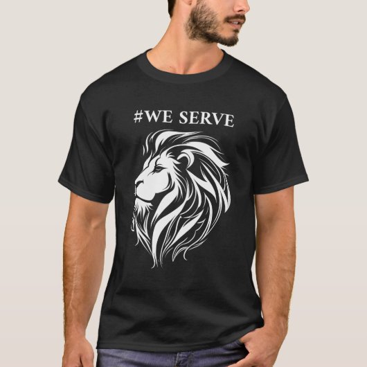 Lions Club International Wij serveren leeuwen T-shirt (Voorkant)
