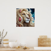 Lion's Contemplation: Overpeinzing over de toekoms Poster (Keuken)