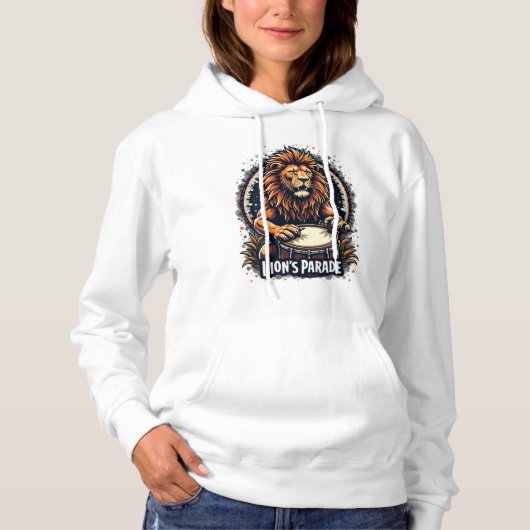 Lion's Drum Parade grappige kunst: Majestic Lion P Hoodie (Voorkant)
