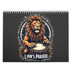 Lion's Drum Parade grappige kunst: Majestic Lion P Kalender