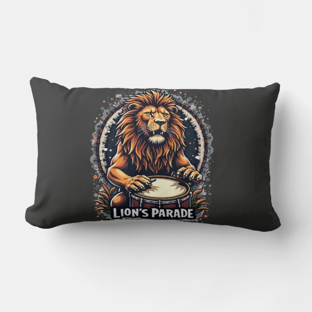 Lion's Drum Parade grappige kunst: Majestic Lion P Kussen (Voorkant)
