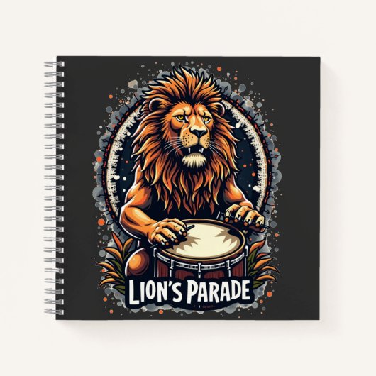 Lion's Drum Parade grappige kunst: Majestic Lion P Notitieboek (Voorkant)