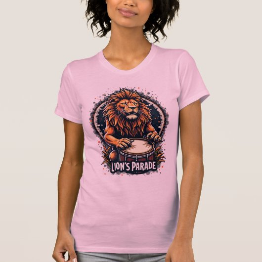 Lion's Drum Parade grappige kunst: Majestic Lion P T-shirt (Voorkant)