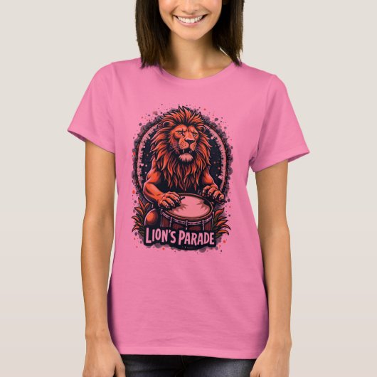 Lion's Drum Parade grappige kunst: Majestic Lion P T-shirt (Voorkant)