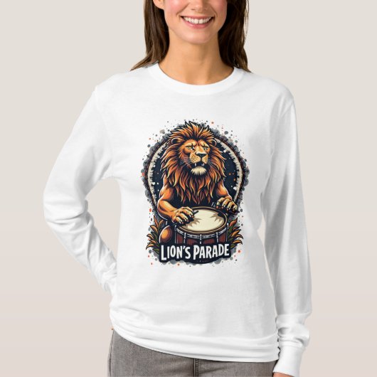 Lion's Drum Parade grappige kunst: Majestic Lion P T-shirt (Voorkant)