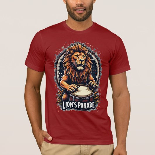 Lion's Drum Parade grappige kunst: Majestic Lion P T-shirt (Voorkant)