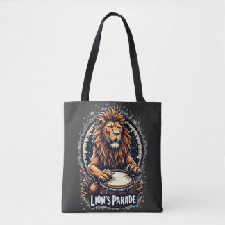 Lion's Drum Parade grappige kunst: Majestic Lion P Tote Bag