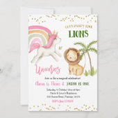 Lions en eenhoorns Verjaardag uitnodiging (Voorkant)
