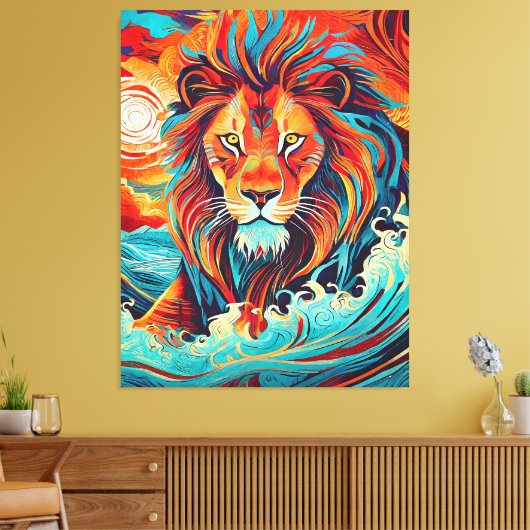 Lion's Fire Dance Canvas Afdruk (Insitu (Woonkamer))