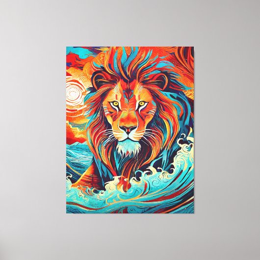 Lion's Fire Dance Canvas Afdruk (Voorkant)