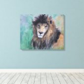 Lion's Gaze Canvas Afdruk (Insitu (Houten vloer))