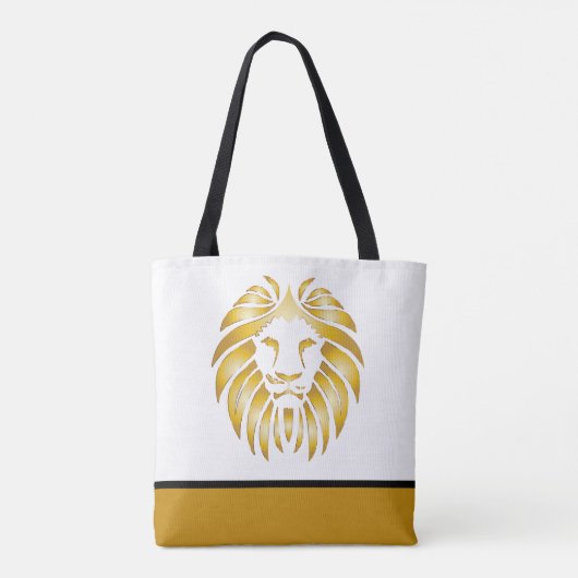 Lion's Head Geweldige Goud Artistiek Tote Bag (Achterkant)