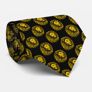 Lion's Head Pattern - Amber op zwart Stropdas