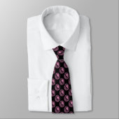 Lion's Head Pattern - Roze op Zwart Stropdas (Gebonden)