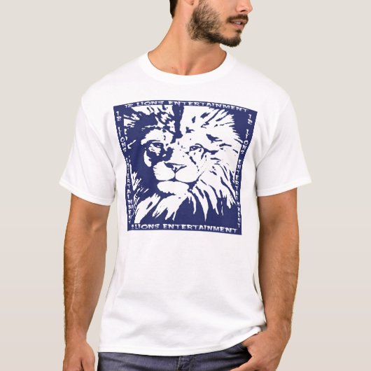 Lion's kop - blauw t-shirt (Voorkant)