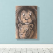 Lions Love Canvas Afdruk (Insitu (Houten vloer))