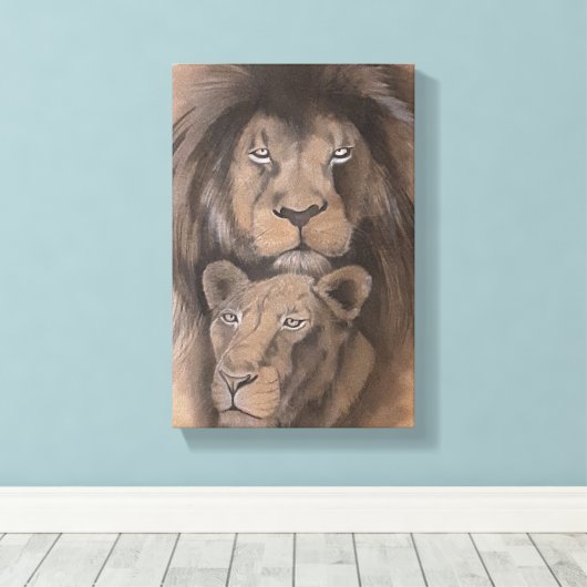 Lions Love Canvas Afdruk (Insitu (Houten vloer))