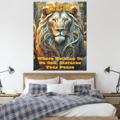 Lion's Luminary: Etherische lichte canvasprint Canvas Afdruk (Insitu (Slaapkamer))