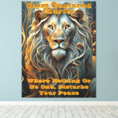 Lion's Luminary: Etherische lichte canvasprint Canvas Afdruk (Insitu (Houten vloer))
