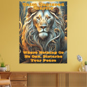 Lion's Luminary: Etherische lichte canvasprint Canvas Afdruk (Insitu (Woonkamer))