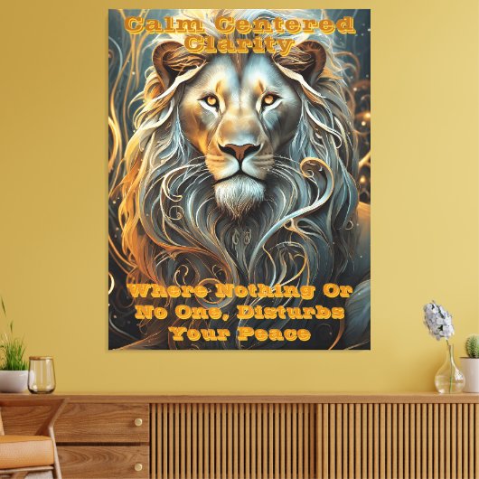 Lion's Luminary: Etherische lichte canvasprint Canvas Afdruk (Insitu (Woonkamer))