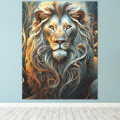 Lion's Luminary: Etherische lichte canvasprint Canvas Afdruk (Insitu (Houten vloer))