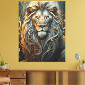 Lion's Luminary: Etherische lichte canvasprint Canvas Afdruk (Insitu (Woonkamer))