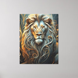 Lion's Luminary: Etherische lichte canvasprint Canvas Afdruk