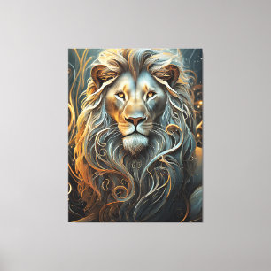 Lion's Luminary: Etherische lichte canvasprint Canvas Afdruk